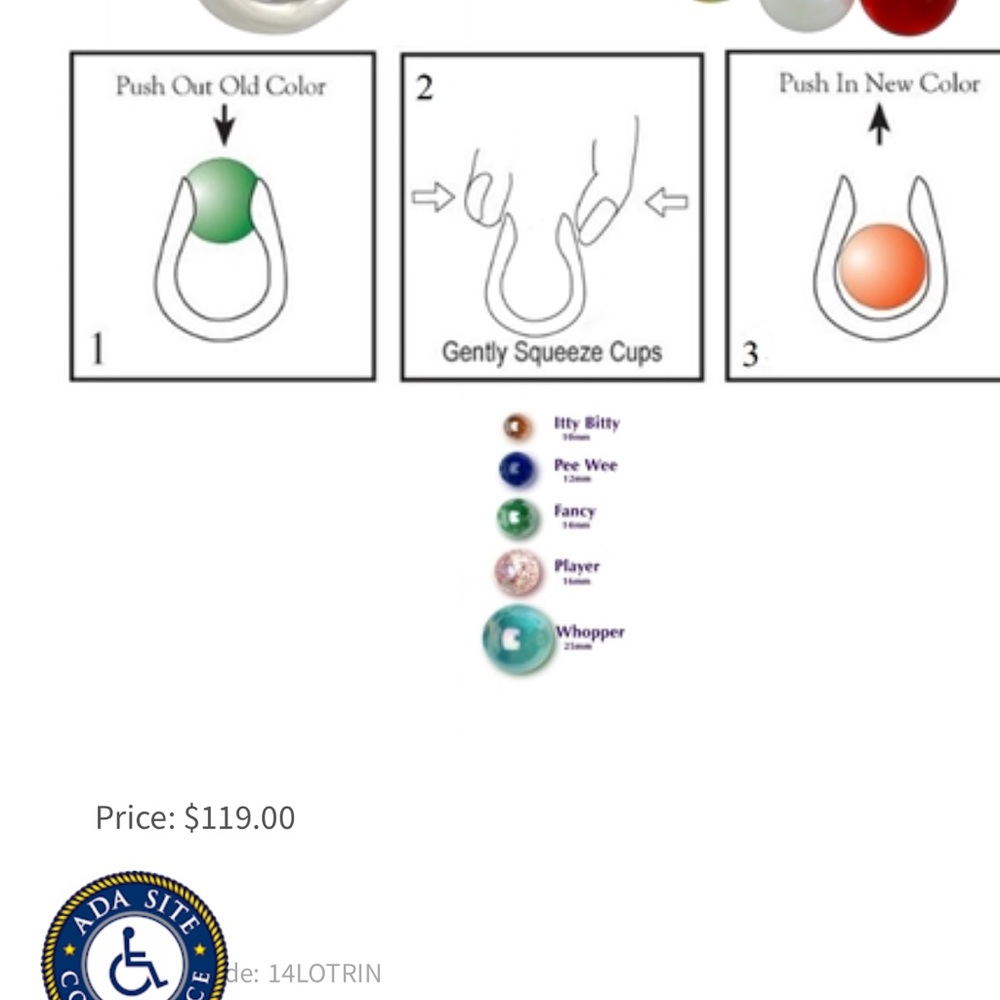 All My Marbles Interchangeable Solid Sterling Sil… - image 1